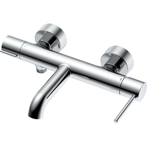 Robinet de baignoire mural - Chrome brillant - Inverseur mécanique - Cartouche céramique 30 mm - Laiton robuste