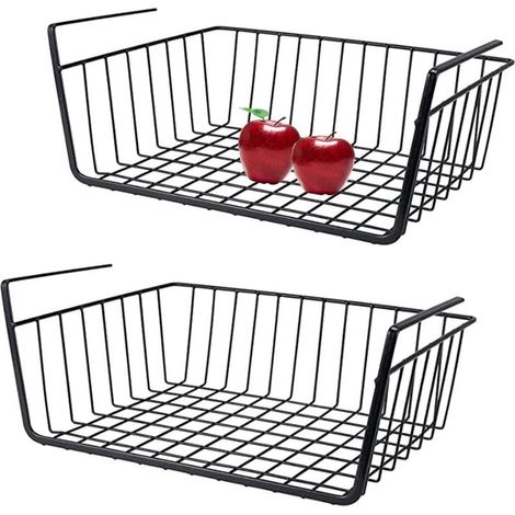 Basket of drawer of 40 cm, organizer of storage under cabinet (2 pieces, Black) (1/5)