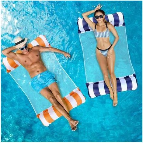 Bouee Piscine Adulte 2 Pièces, 4 in 1 XL Matelas Piscine Gonflable, Hamac Gonflable Piscine, Matelas Filet Piscine, Hamac de Piscine, Bouées et Matelas Gonflables 2 Personnes Piscine (1/5)