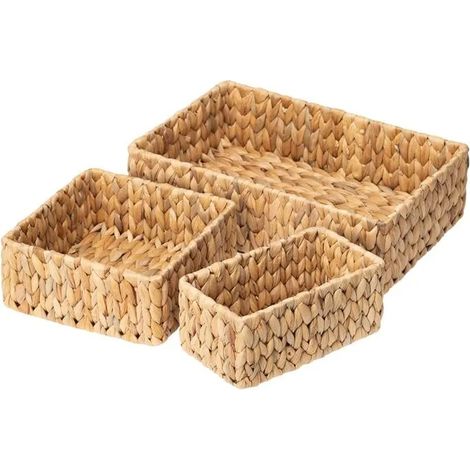 en Osier pour L'Organisation, Lot de 3, Grands et Petits Paniers de Rangement en Osier, Paniers Tissés à la Main pour le Rangement (1/5)