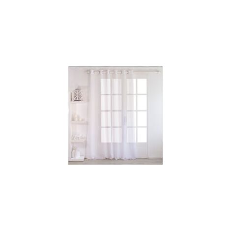 JSSEVN - Cortina de voile blanca lijada 180x240 cm - 100% poliéster - Ojales redondos de metal plateado - Lavable a máquina a 30°C - Enjoy Home (1/5)