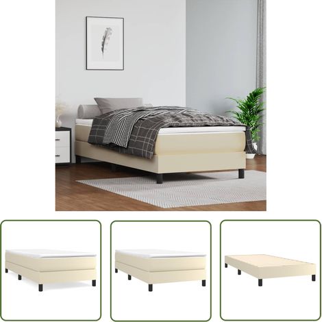 The Living Store Cadre de lit sans matelas crème 80x200 cm similicuir - Cadre De Lit - Lit Double - Similicuir - Lit Crème - Meuble Chambre À Coucher (1/5)