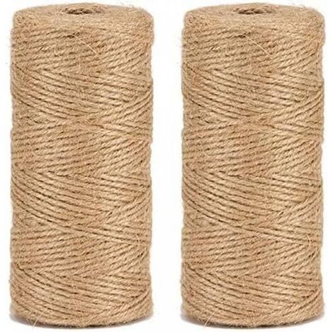 200 m Jute Naturel Ficelle,Cordon de Jardin Artisanat Ficelle, 3 Plis 1.5mm d'épaisseur Jute Corde pour Bricolage Arts et Artisanat Jardinage Décoration Artisanat (2 Rouleaux) (1/5)