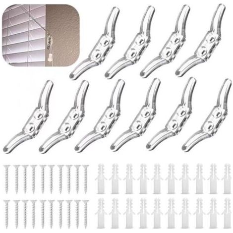 10 Pièces Taquets de Cordon de Store Cordon Taquets Stores en Plastique Transparent Enrouleurs de Corde avec Vis pour Stores Rideaux Pare soleil (1/5)