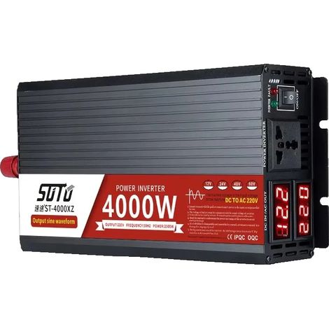Inversor de onda sinusoidal pura, conversión de energía fiable, ligero y portátil, 4000 W, universal, 12 V, 220-240 V. (1/2)