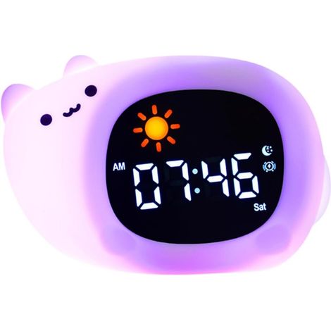 luminosité réglable – Réveil animal mignon avec veilleuse chat/chien/hibou/nuage/ours/dinosaure (1/4)