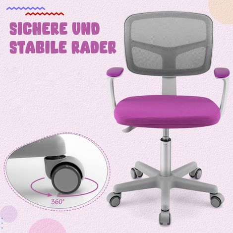 Chaise de bureau pour enfant verte et violette avec hauteur réglable et assise pivotante pour chambre, bureau et salle d'étude (1/5)