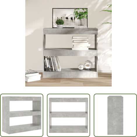 vidaXL Cloison de séparation -  Bibliothèque/Séparateur de pièce Gris béton 80x30x72 cm (1/5)