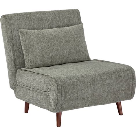 sweeek - Sessel mit Schlaffunktion, Holzgestell und Chenille-Bezug, 1 Platz, Chenille, Grün