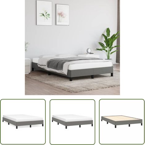 The Living Store Cadre de lit sans matelas gris foncé 120x200 cm tissu - Cadre De Lit - Lit Double - Literie - Meuble Chambre - Sommier (1/5)