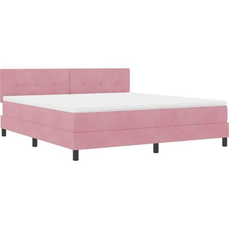 Maison Exclusive - Lit à ressort LED avec tête de lit Rose 180 x 200 cm Velours (1/5)