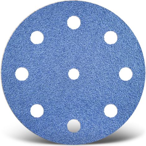 MENZER Blue Dischi abrasivi velcrati, 125 mm, 9 fori, p. Levigatrici rotorbitali, Corindone zirconio (25 Pz.) G80