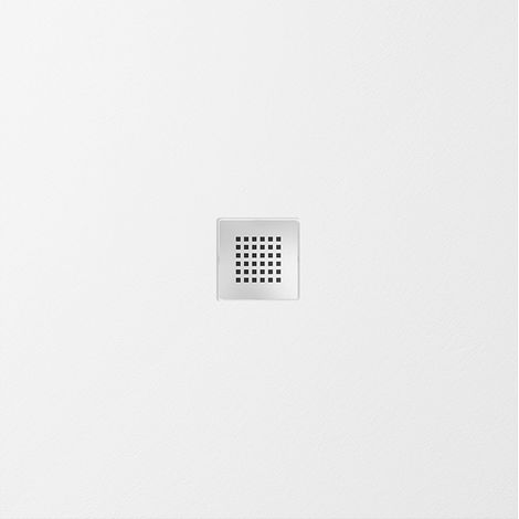 Receveur de douche carré 90x90cm en résine de marbre blanc effet pierre Hauteur 2,4cm Mod. Kos (1/2)