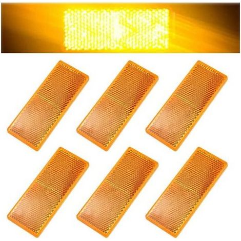 6 PCS Catadioptre Rectangulaire Jaune 10 4cm Catadioptre Remorque Autocollant Catadioptre Moto Adhesif Catadioptre Camion Reflecteur Remorque pour Bateaux Bicyclette Vélo (1/5)