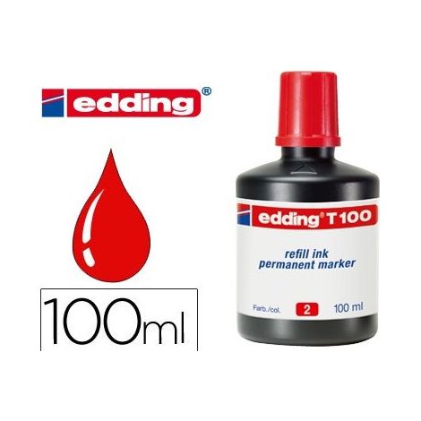 Tinta rotulador edding t-100 rojo -frasco de 100 ml