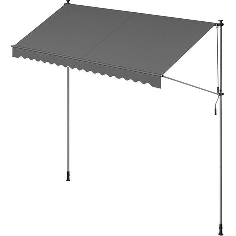 Store banne rétractable manuel réglable en hauteur 350 x 120 cm usage extérieur jardin terrasse en acier gris anthracite (1/2)