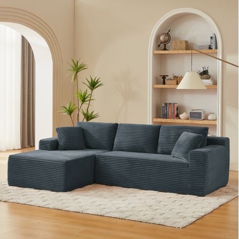 Divano angolare modulare 4 posti con chaise longue, memory foam, grigio scuro DESVIAE (1/5)
