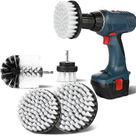 Lot de 4 brosses de nettoyage pour perceuse, brosses rotatives de 2/3,5/4/5 pouces pour perceuse électrique, poils souples. (1/5)