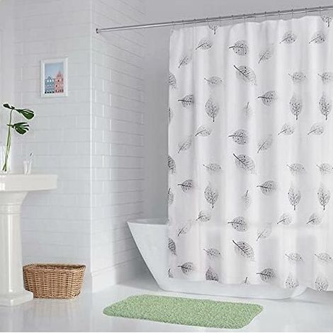 Cortina de baño, 180 x 180 cm (estampado de hojas), cortina de ducha/bañera con (1/5)