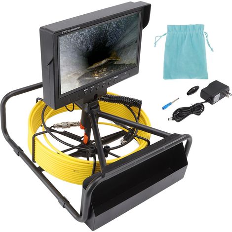 Endoscope industrie 9 pouces écran LCD couleur vrai 1080P, caméra inspection canalisation 6.5mm étanche, câble 30m/98.4ft, prise US 100-240V (1/5)