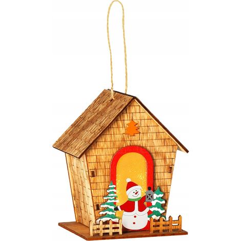 PENDENTE ALBERO DI NATALE CASA PER L'ALBERO DI NATALE LUMINOSA PALLINA DI LEGNO LED