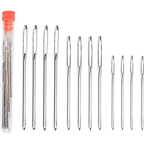 Nadelflaschen-Set mit 12 Nähnadeln, Nadeln mit großem Öhr, groß (1/5)