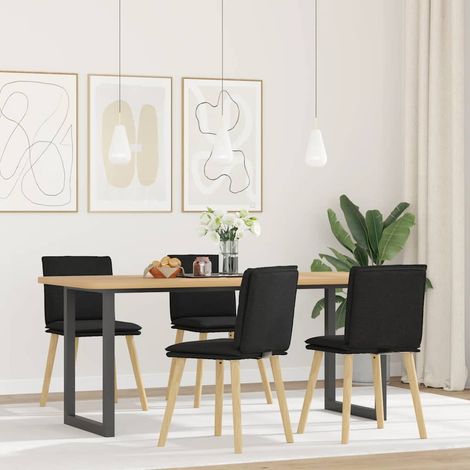 Esszimmerstühle 4 Stk. Schwarz Stoff (1/5)