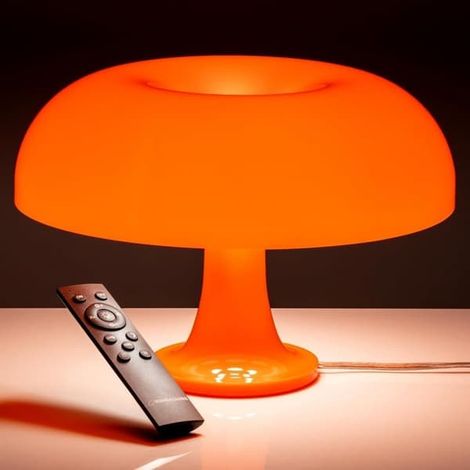 BelleRise - Lampe de table champignon orange – Une lampe de table à intensité variable au design rétro, idéale pour les chambres et les salons. (1/5)