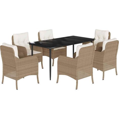 Maison Exclusive - Set comedor de jardín 7 pzas con cojines ratán (1/5)