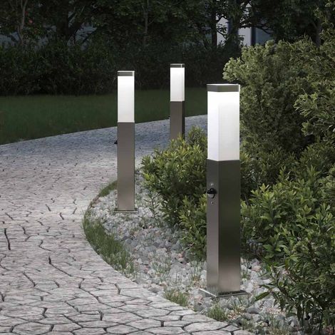 Pollerleuchten mit Sensor 3 Stk. 50 cm Edelstahl IP44