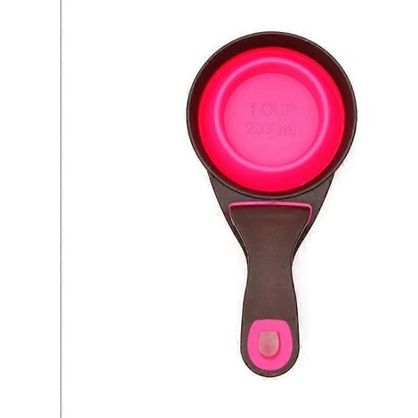 Sceau clip pliable pour chien, gobelet doseur en silicone pour animaux 4oz 8oz 16oz (237 ml) - Rose, idéal pour mesures précises et transport pratique. (1/4)