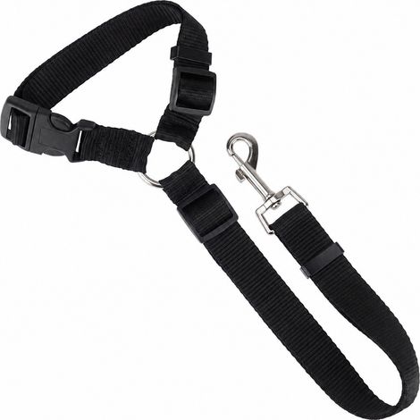 Ceinture Securite Chien, Laisse Voiture Noire, Laisse Securite Vehicule, Nylon Reglable Pince Appuie-Tete pour Chien Petit Moyen, Voyage
