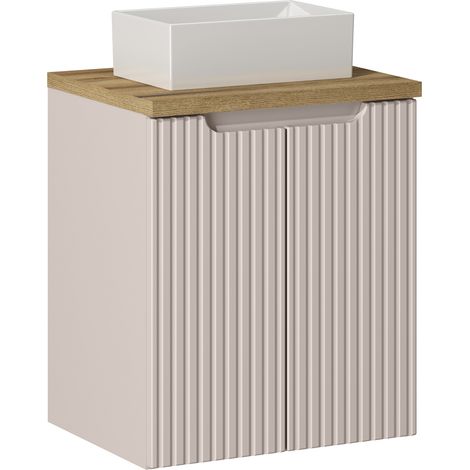 Waschtisch 50cm mit Keramikwaschbecken, kaschmir und Eiche, NEWPORT-56-CASHMERE (1/5)