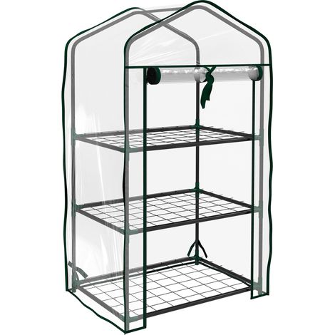 Serre de jardin balcon 3 niveaux métal thermolaqué vert PE (1/5)