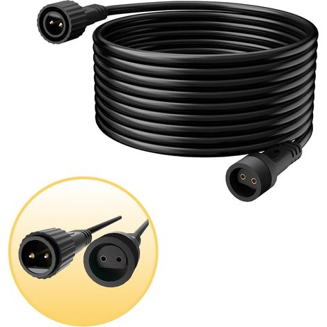 Rallonge Guirlande Lumineuse 10M - Câble Noir 2 Pôles - Extension Étanche IP65 - Jardin Noël Fête - Pour Extérieur et Intérieur