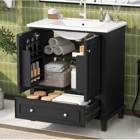 mueble baño con lavabo cerámico y cajón 73x45 OKMYHOME (1/5)