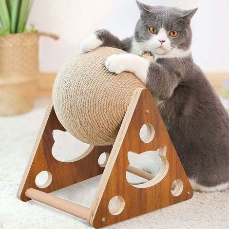 Jouet à Gratter pour Chat en Sisal Naturel avec Balle - (1/4)