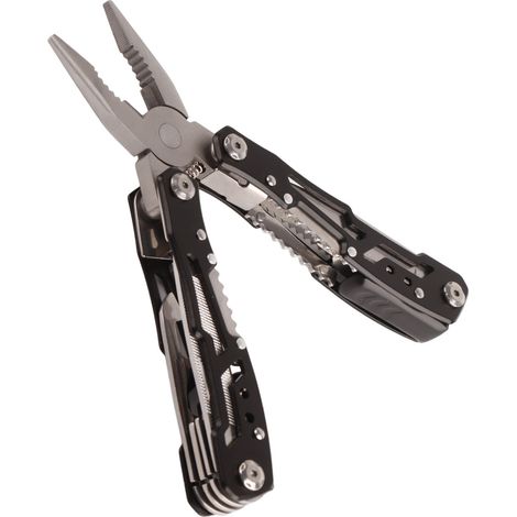 Klappbare Multifunktionszange aus Edelstahl, schwarzes Taschenwerkzeug, kompakt und tragbar, ideal für Camping und Outdoor-Aktivitäten. (1/5)