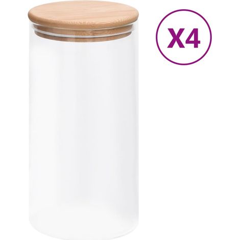 vidaXL Barattoli di Vetro con Coperchio in Bambù 4 pz 1200 ml (1/5)