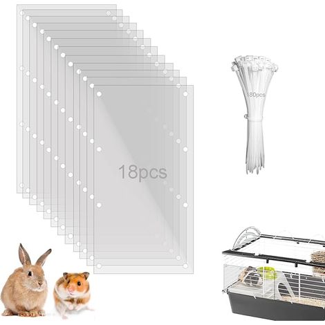Urine Protection for Animal Cage, Cage Edge Liners for Rabbit, Guinea Pig, Hamster, Hedgehog, Chinchilla, Keep Litter in Cage (Transparent, 30 x 15 cm) (1/5)