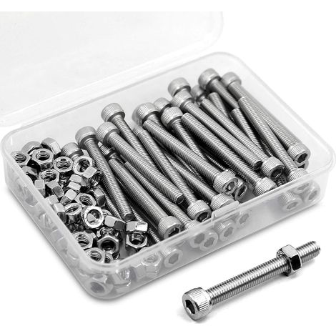 Lot de 25 vis hexagonales et écrous M5 x 60 mm en acier inoxydable 304 (1/5)