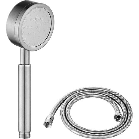 Pomme de douche pressurisée en acier inoxydable pour douche de salle de bain domestique - 1 x douche 304 + 1 x tuyau de 1,5m de long (1/4)