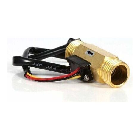 Capteur de Débit d'eau Débitmètre Fluidmètre Interrupteur de débit d'eau 60mm G1/2 in Fil de cuivre Liquide Compteur 1-25L/min (1/4)