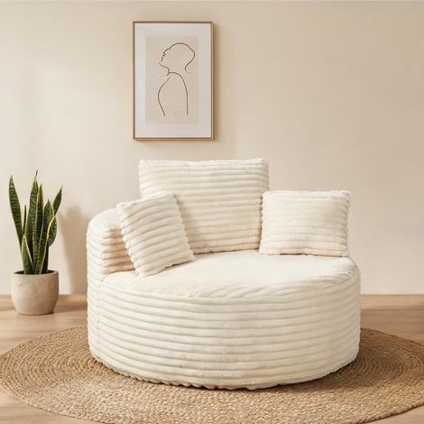 Fauteuil rond confortable en mousse pleine avec 4 coussins tons (1/5)