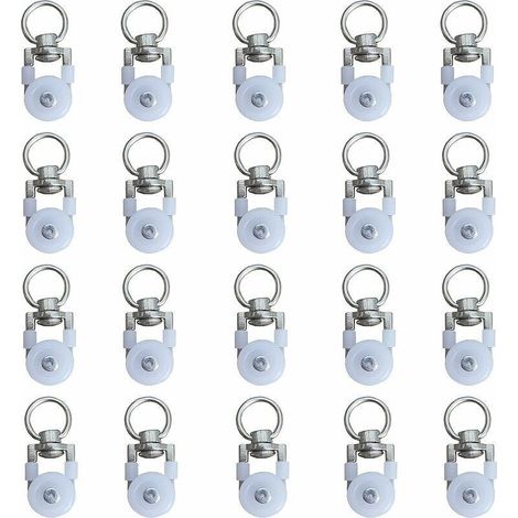 20pcs Rouleaux de Rail de Rideaux,Rouleaux de Rail,Rouleaux de Tringle à Rideaux GlissièRes,Poulie Silencieuse,Rail de Rideaux FenêTre Double Rail Rouleau,pour Rails de Rideau de Windows