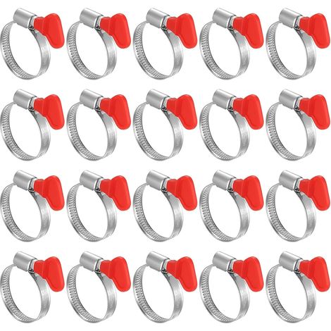 20 Pièces Collier de Serrage Inox, Collier Serrage Réglable 25-40mm, Colliers de Serrage pour Tuyaux, Collier de Serrage Métallique, Collier Durite À Écrou Papillon pour Tuyau de Piscine Gaz (1/5)