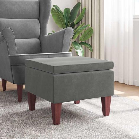 Tabouret avec pieds Tabouret de bar Chaise de bar - en bois Gris foncé Velours BV955066 - BonneVie (1/4)