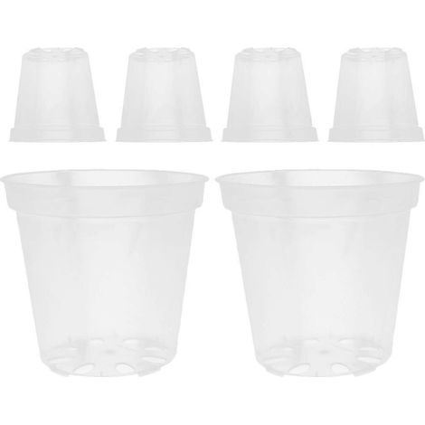 Lot de 6 pots à orchidées perforés, pots de fleurs transparents en plastique aéré pour la plantation d'orchidées. (1/5)