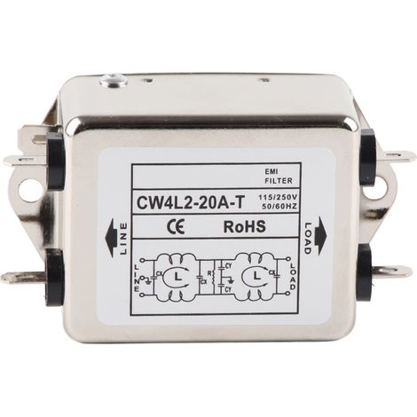 Filtre de ligne EMI 115V/250V 20A 50/60Hz CW4L2‑20A T, bornier pour alimentation électrique (1/5)