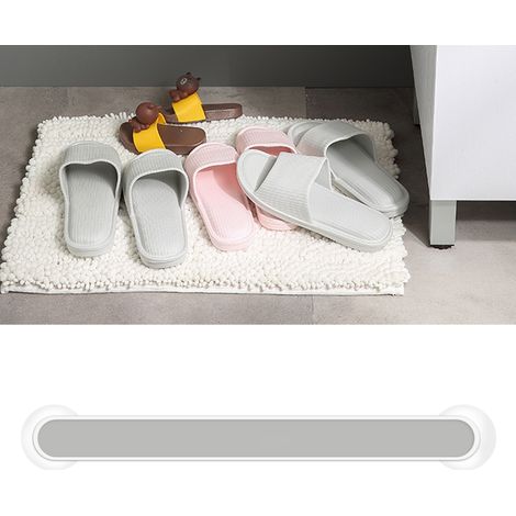 Support mural pour chaussons avec ventouses - Rangement élégant sans perçage pour serviettes et pantoufles, couleur gris longue
